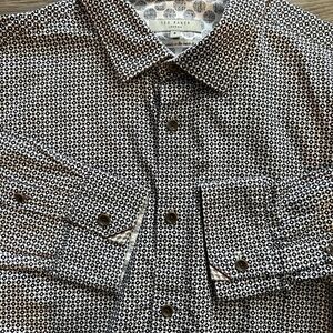 Ted Baker Black and White Patterned Shirt XXL